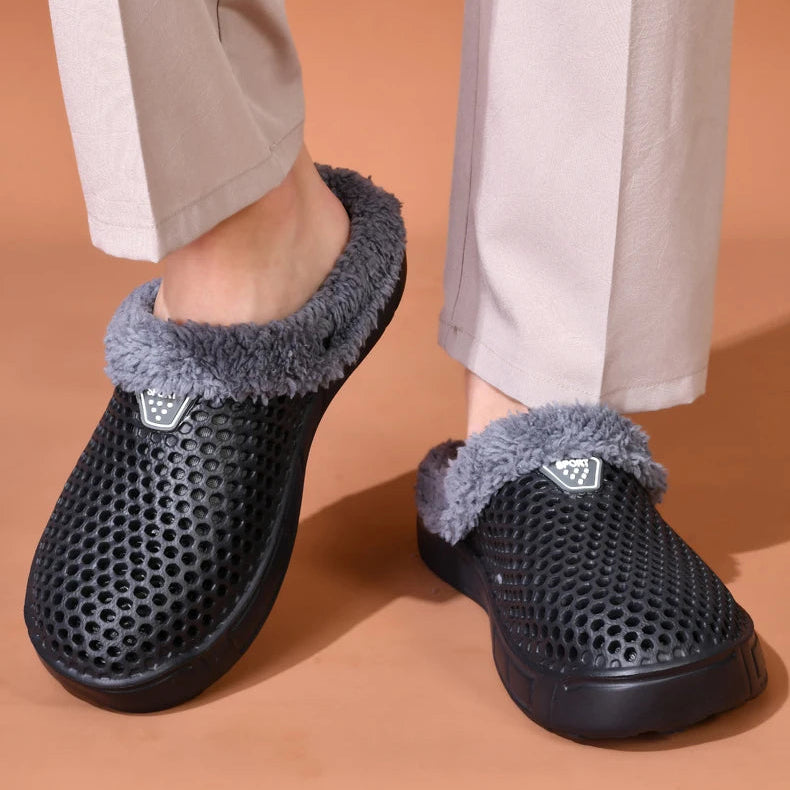 Chaussons Chauds Noir Gris