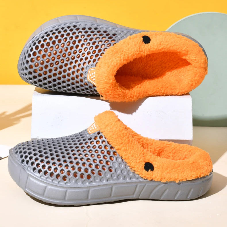 Chaussons Chauds Orange Gris
