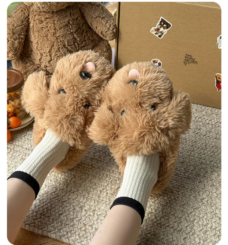 Chaussons Chien Marron