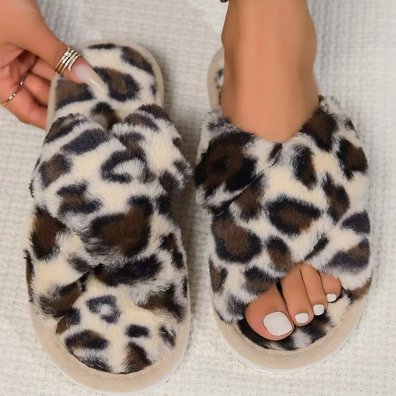 Chaussons Chauds Femme Léopard
