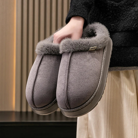 Chaussons Fourrées Femme Gris