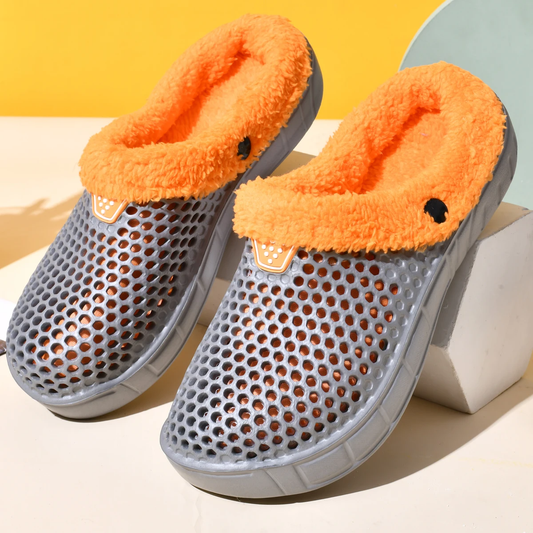 Chaussons Chauds Orange Gris