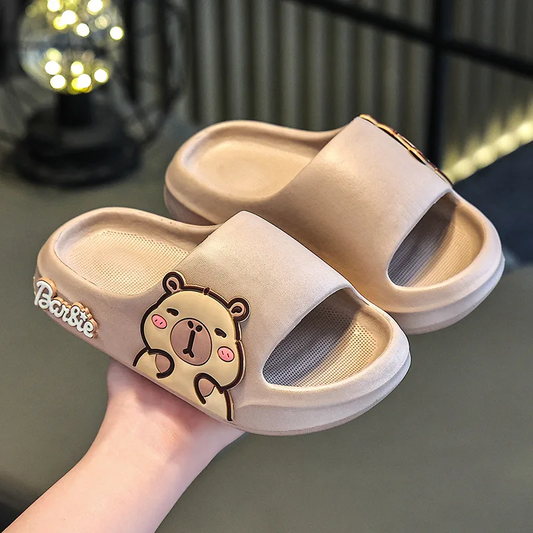 Claquette Enfant Animal Marron