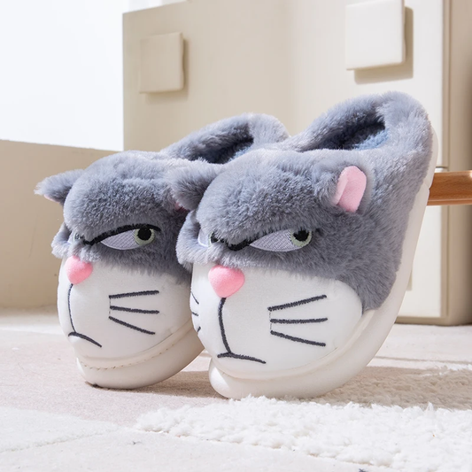 Chaussons Chat Gris