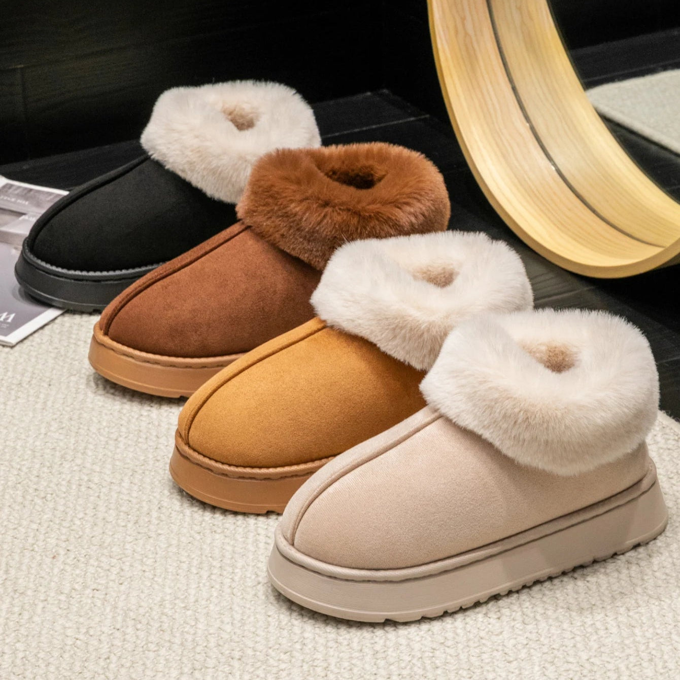 Chaussons Hiver Femme Marron Clair