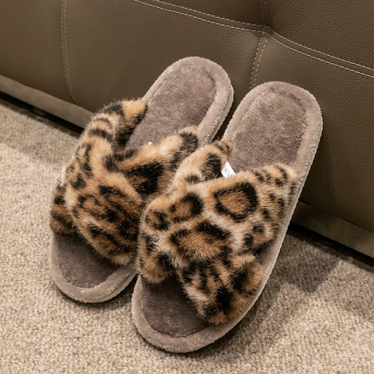 Chaussons Léopard Femme Marron Clair
